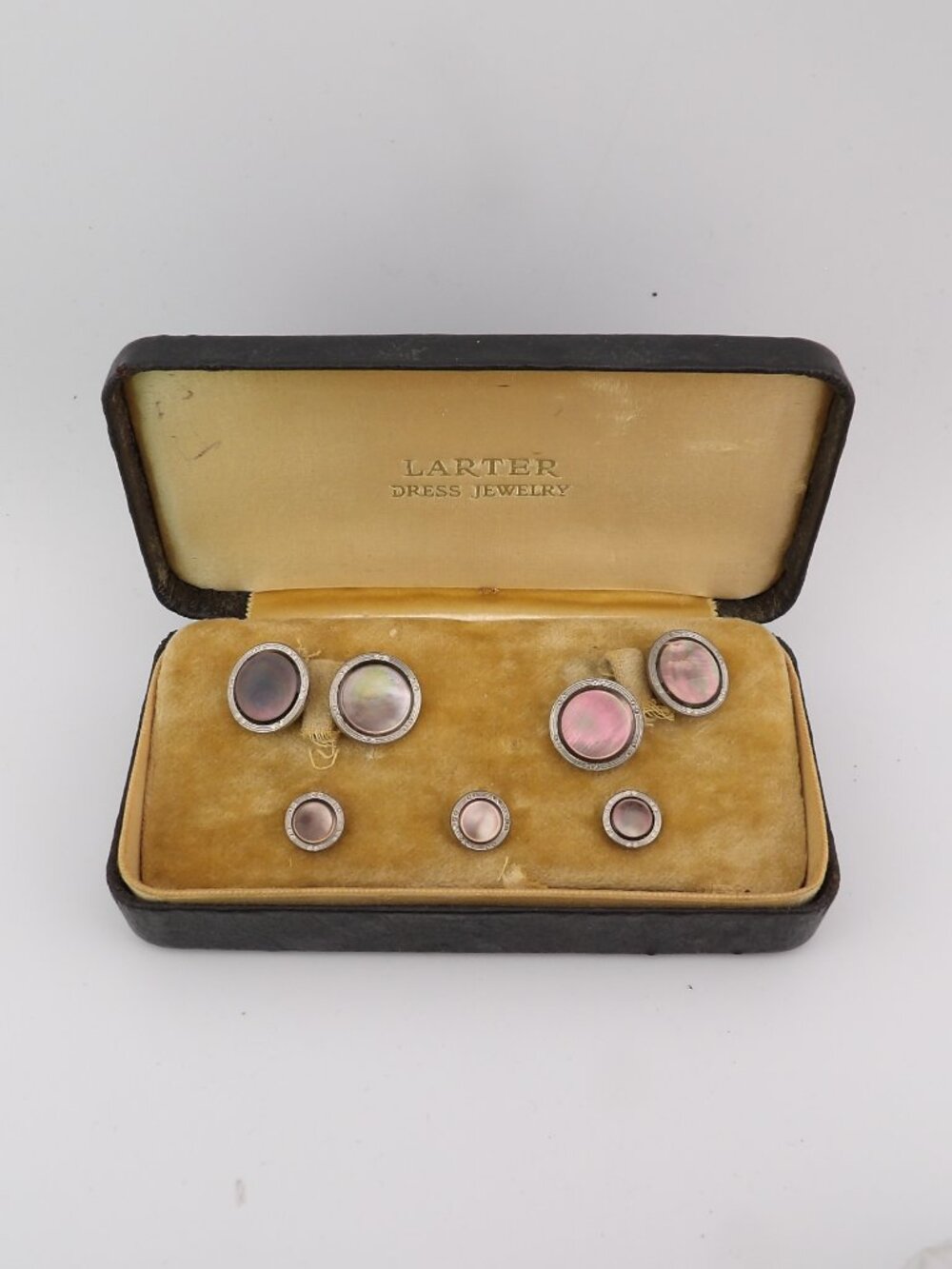 Vintage Larter 5 Piece Gold Plated Cuff Links & Shirt Stud Set